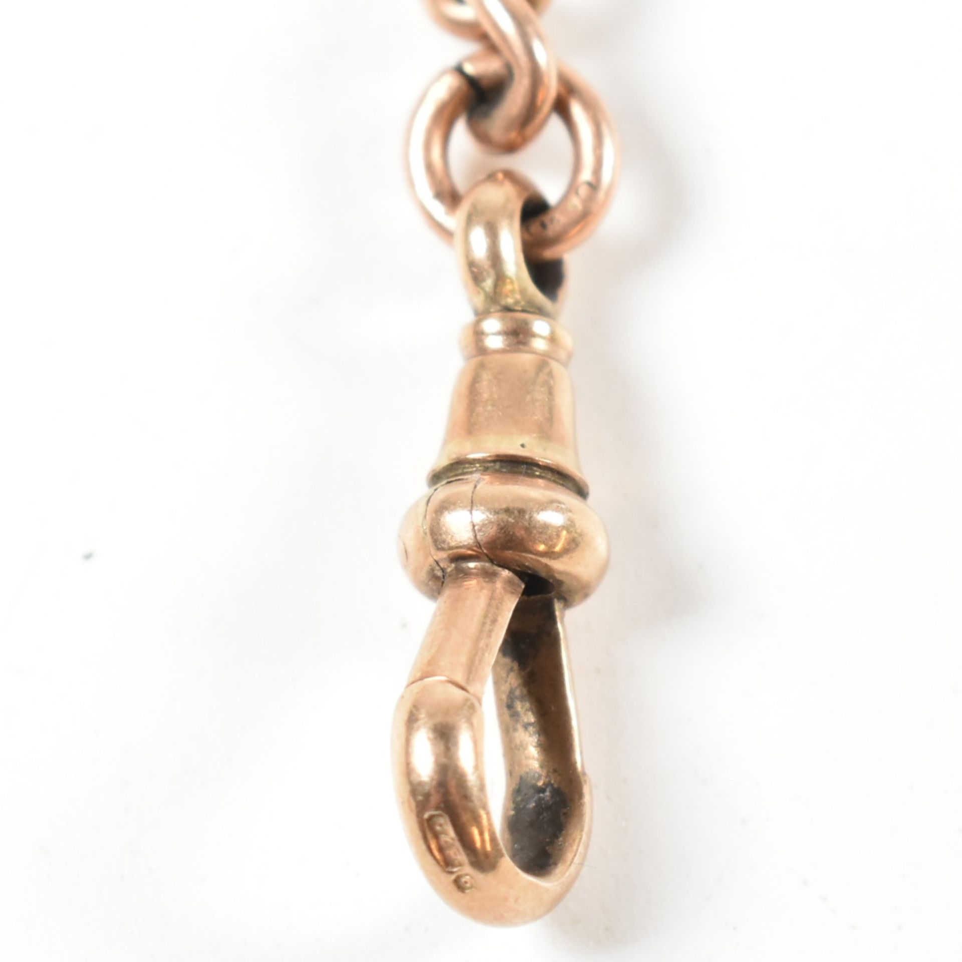 GEORGE V HALLMARKED 9CT ROSE GOLD WATCH CHAIN - Image 5 of 5