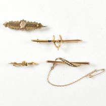 COLLECTION OF ANTIQUE 9CT GOLD & YELLOW METAL BROOCH PINS