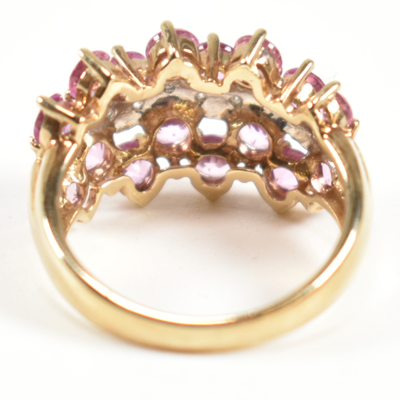 HALLMARKED 9CT GOLD PINK SAPPHIRE & DIAMOND CLUSTER RING - Image 2 of 9
