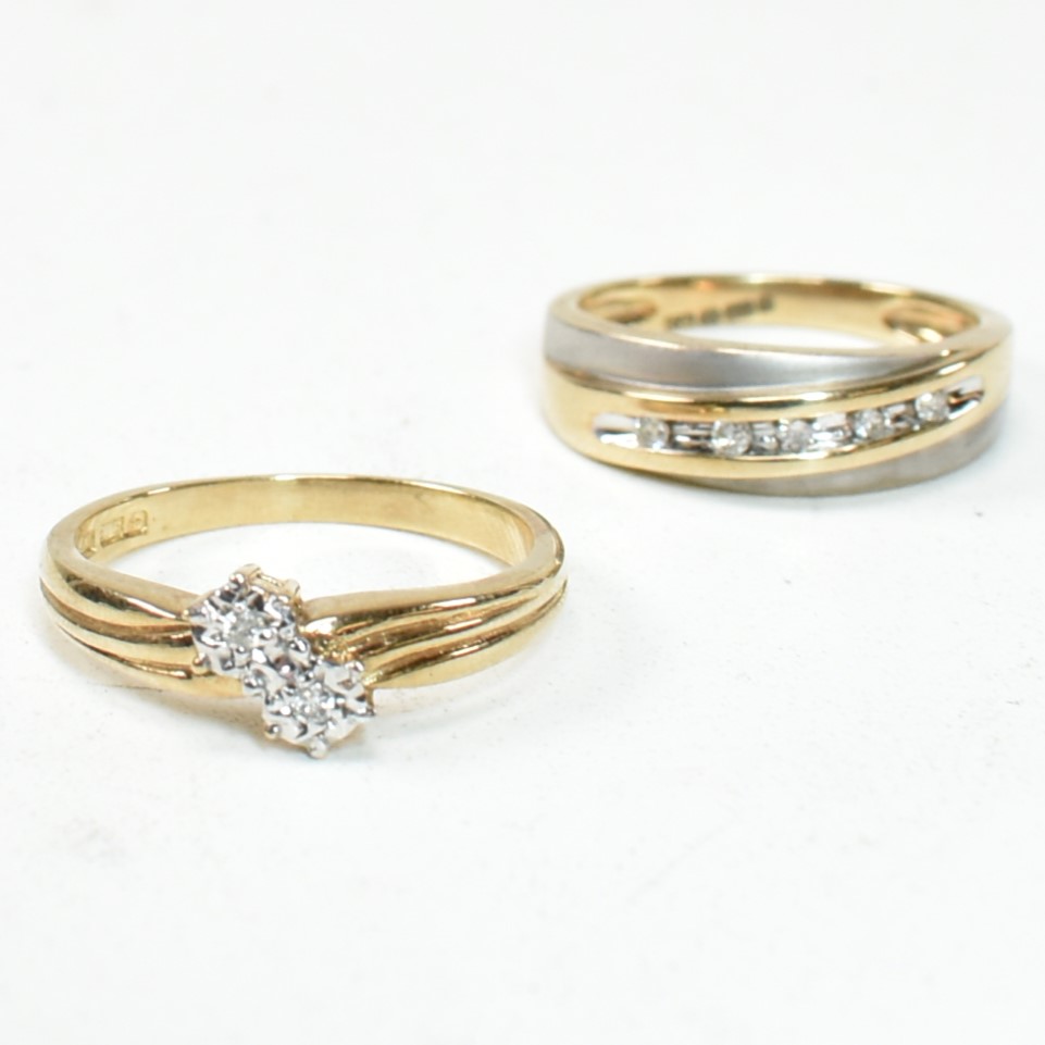 TWO HALLMARKED 9CT GOLD & DIAMOND RINGS