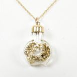 9CT GOLD BOTTLE PENDANT NECKLACE WITH GOLD FLAKES