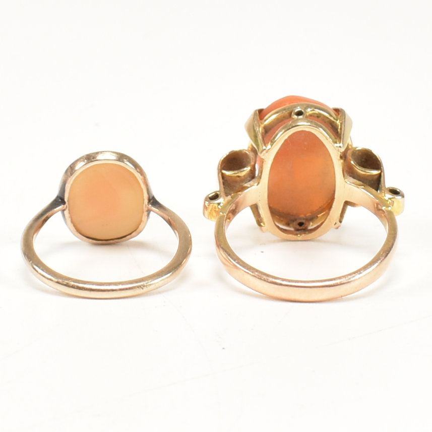 TWO EARLY 20TH CENTURY 9CT GOLD CARVED SHELL CAMEO RINGS - Image 9 of 12