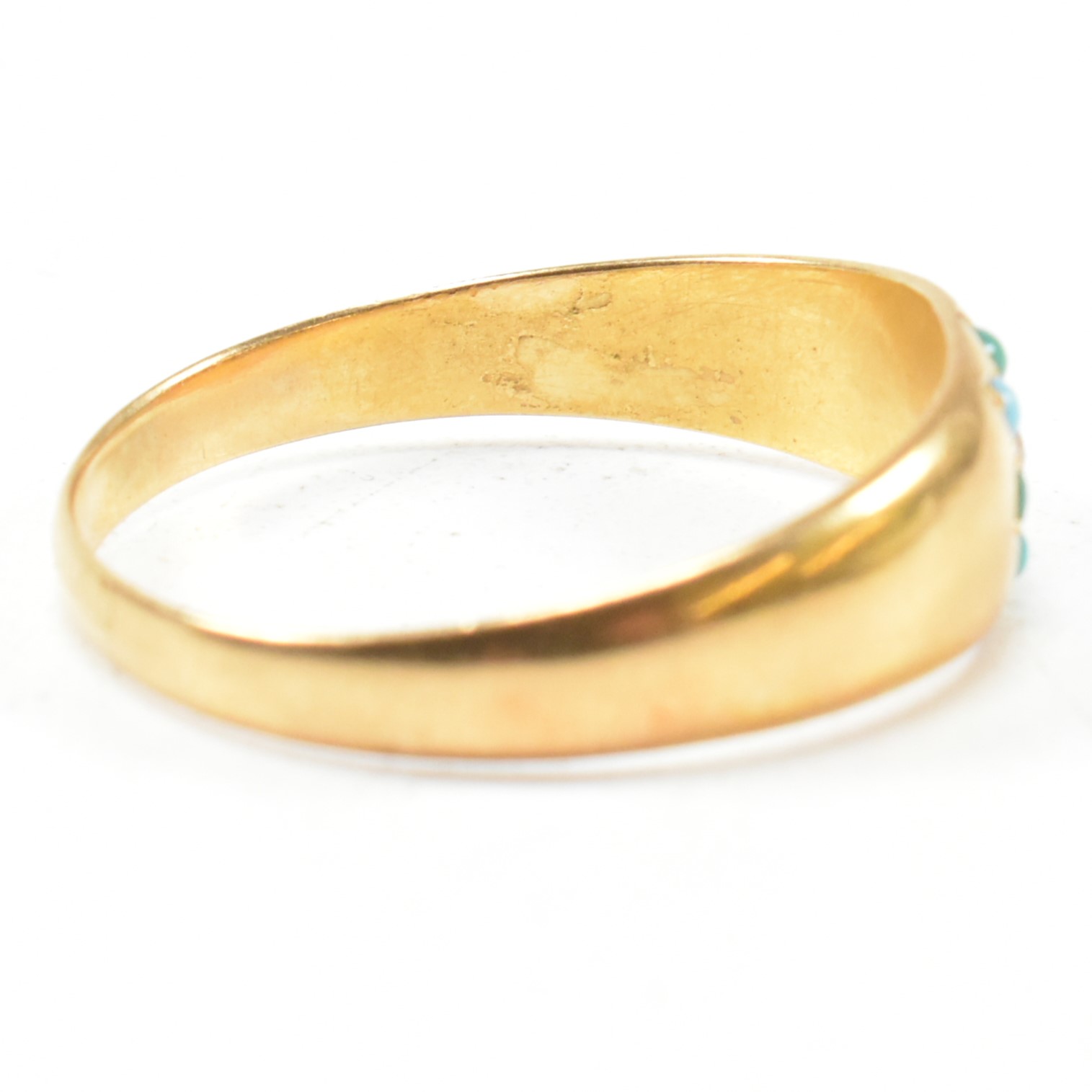 VICTORIAN HALLMARKED 18CT GOLD TURQUOISE & DIAMOND RING - Image 5 of 9