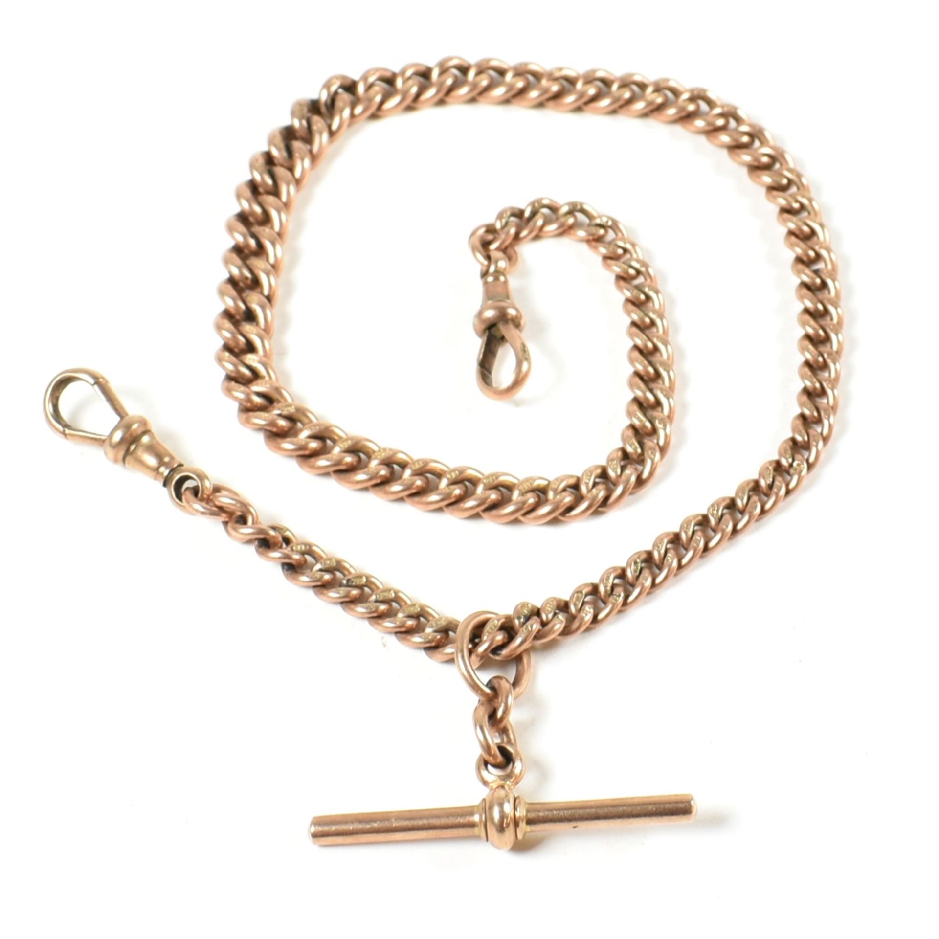 GEORGE V HALLMARKED 9CT ROSE GOLD WATCH CHAIN