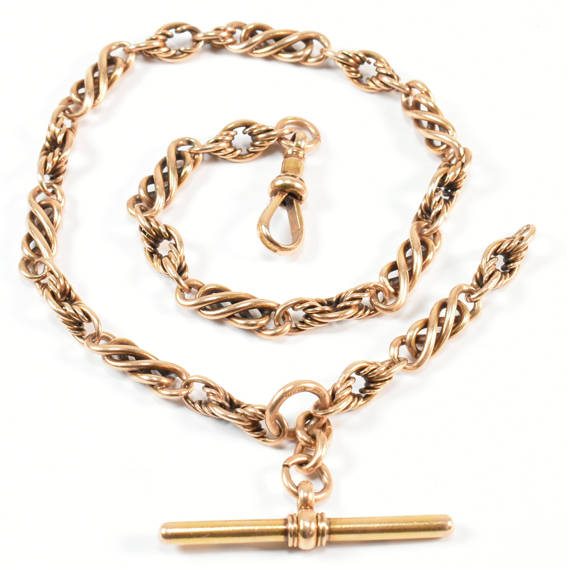 EDWARDIAN HALLMARKED 15CT GOLD ALBERT CHAIN WITH T-BAR