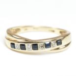 HALLMARKED 9CT GOLD DIAMOND & SAPPHIRE RING