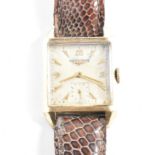 LONGINES 10CT GOLD FILLED WRISTWATCH ON LEATHER STRAP