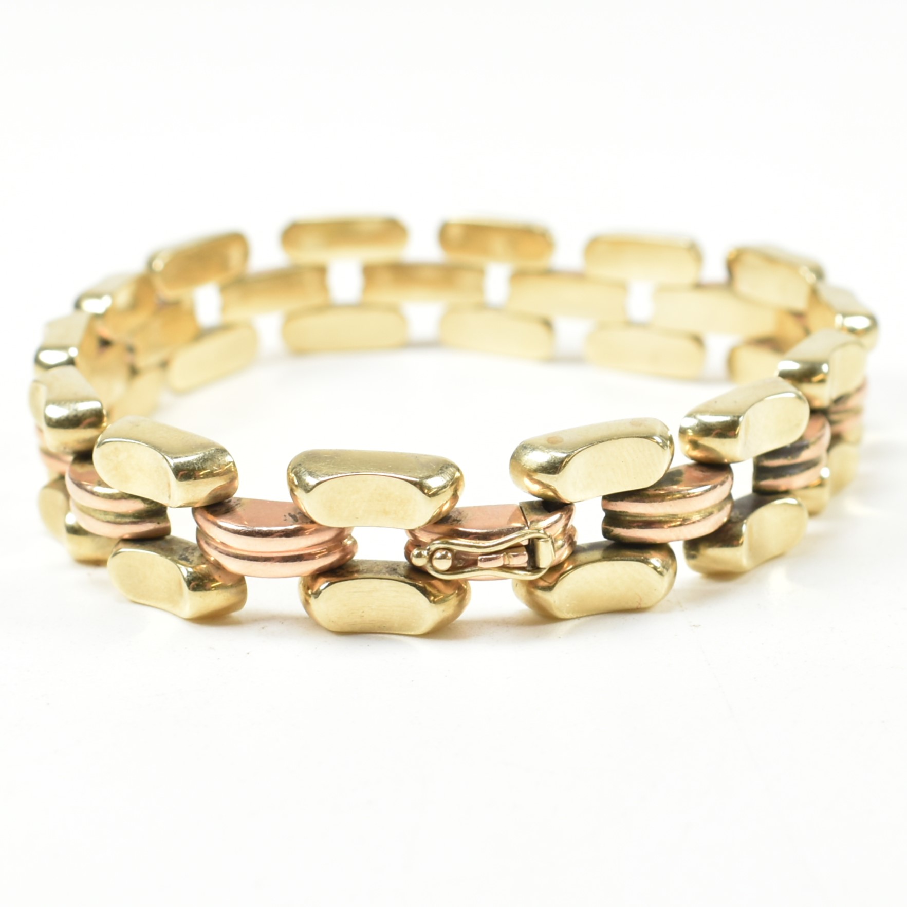 14CT GOLD BI COLOUR GOLD FANCY LINK BRACELET - Image 6 of 7