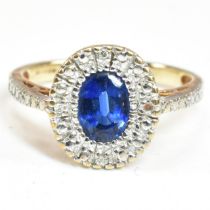 HALLMARKED 9CT GOLD SAPPHIRE & DIAMOND RING