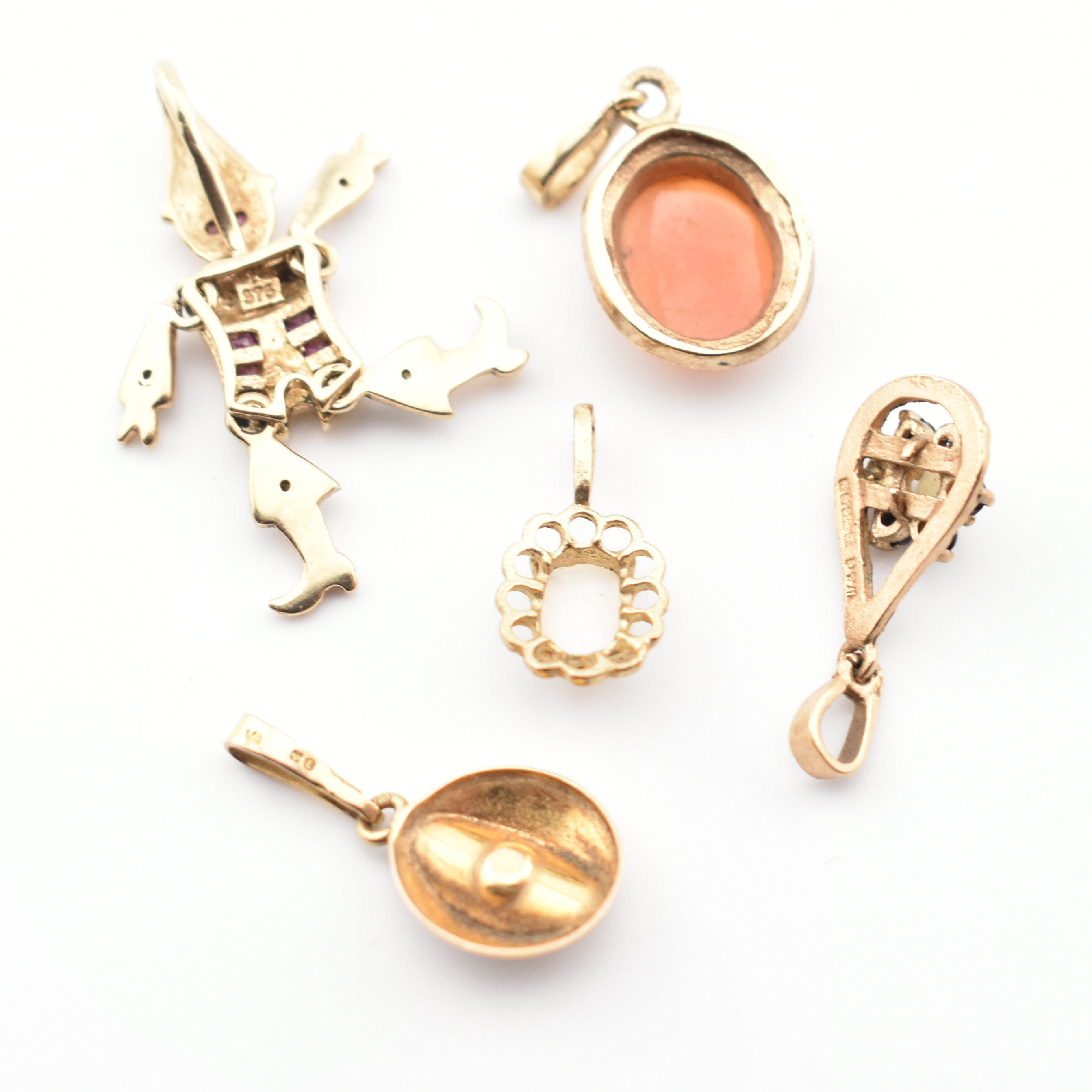 FIVE 9CT GOLD & GEM SET NECKLACE PENDANTS - Image 4 of 4