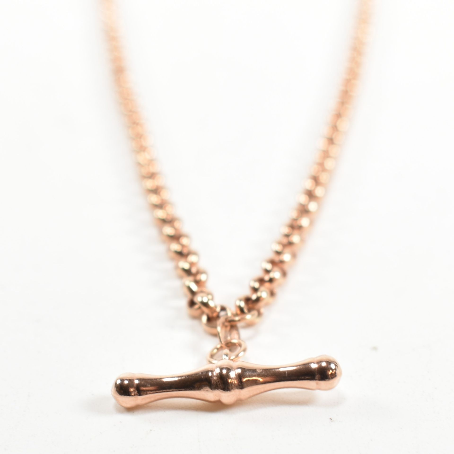 HALLMARKED 9CT ROSE GOLD ALBERT CHAIN WITH T-BAR PENDANT - Bild 2 aus 6