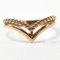 HALLMARKED 9CT GOLD TWO STRAND WISHBONE RING