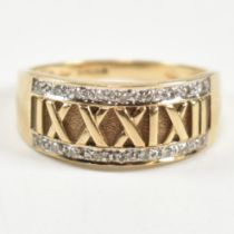 HALLMARKED 9CT GOLD & DIAMOND ROMAN NUMERAL RING