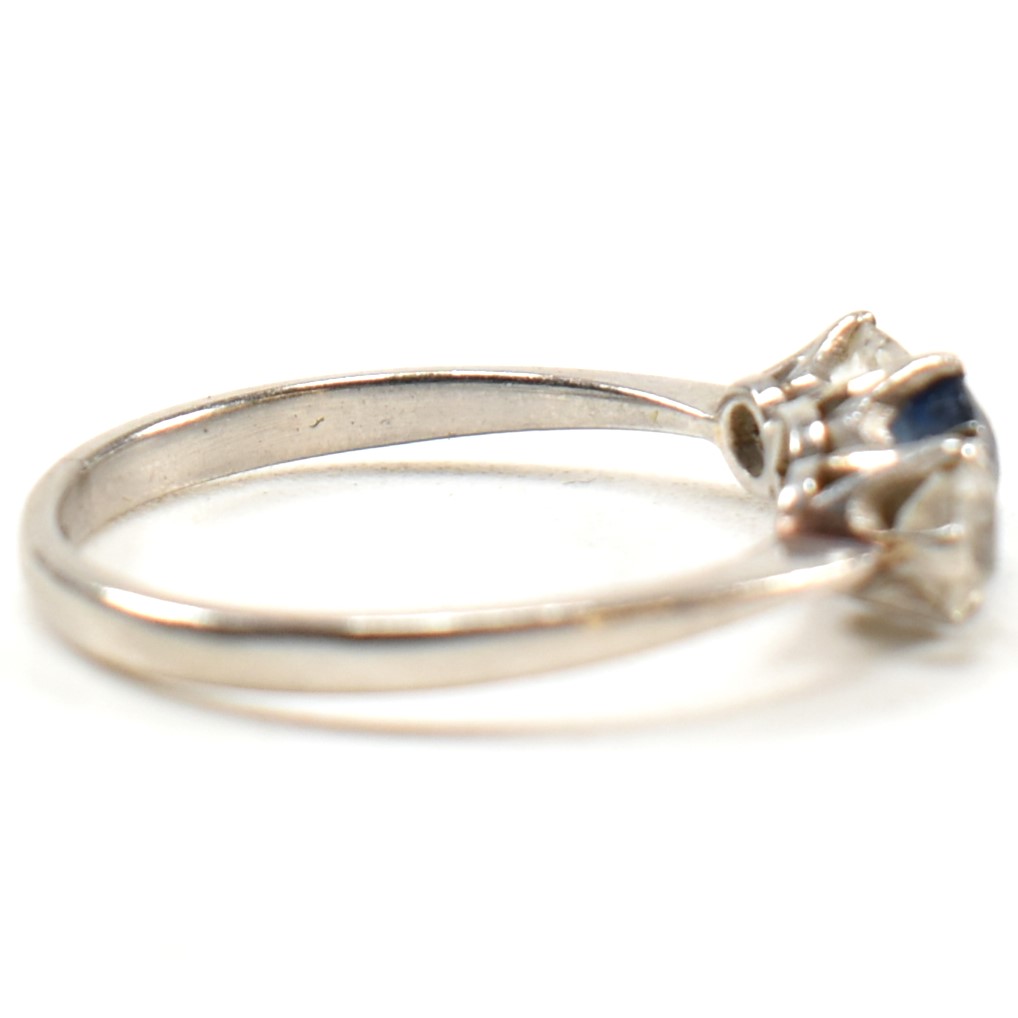 PLATINUM SAPPHIRE & DIAMOND THREE STONE RING - Image 5 of 8