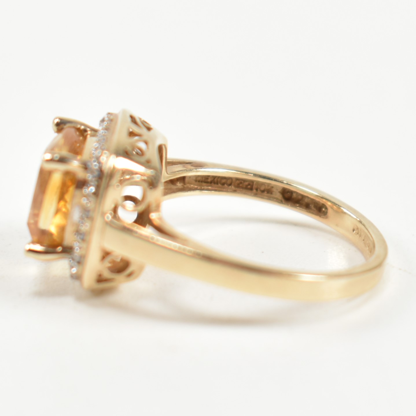 HALLMARKED 9CT GOLD CITRINE & DIAMOND RING - Image 6 of 9