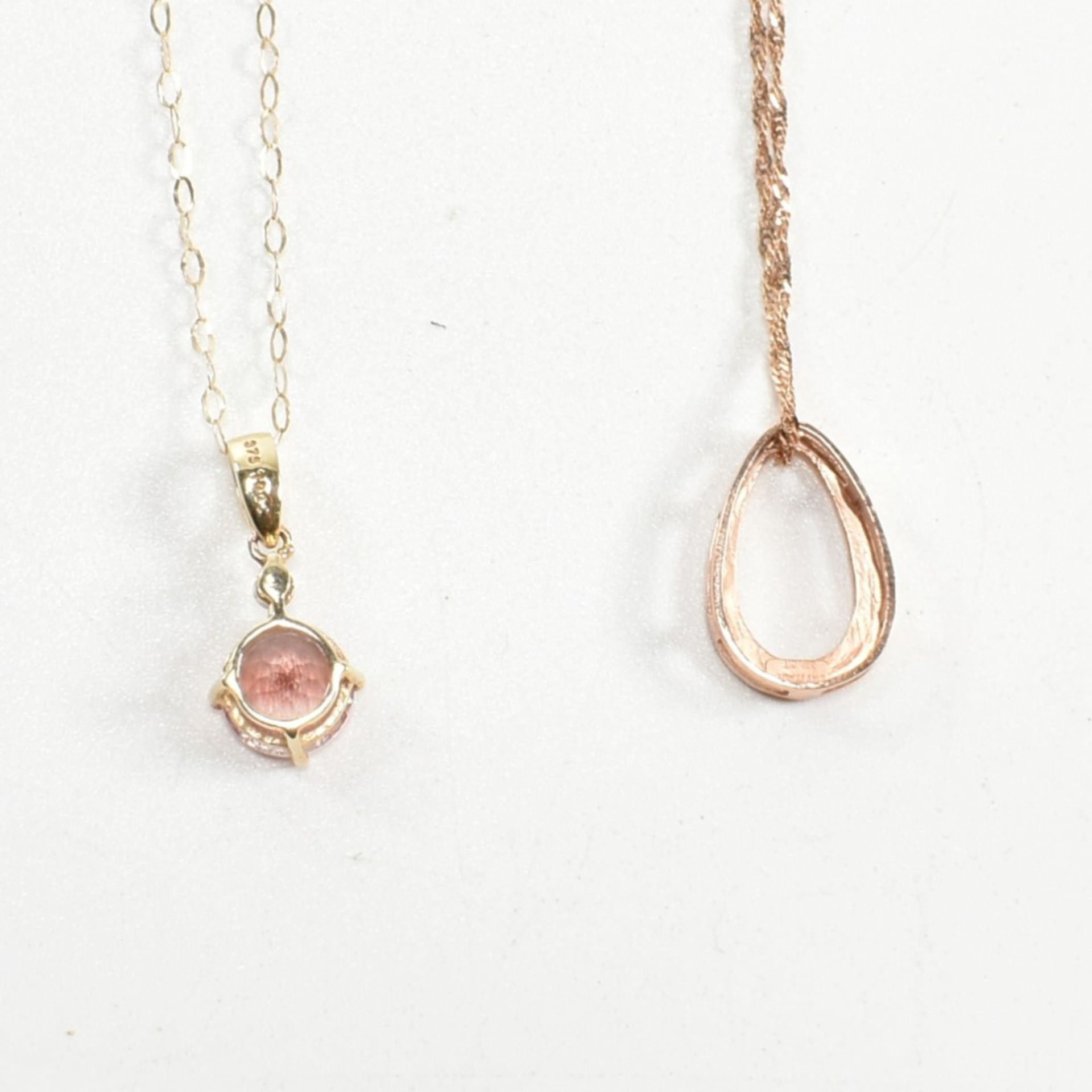 9CT ROSE GOLD PENDANT NECKLACE & 9CT YELLOW GOLD & GEM SET PENDANT NECKLACE - Image 4 of 6