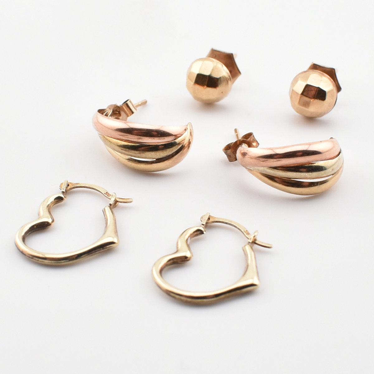 THREE PAIRS OF 9CT GOLD EARRINGS