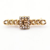 19TH CENTURY 15CT GOLD SUFFRAGETTE CHAIN & BUCKLE BROOCH PIN