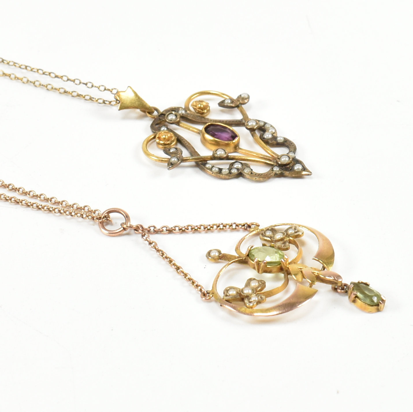 TWO ART NOUVEAU GEM SET PENDANT NECKLACES - Bild 6 aus 9