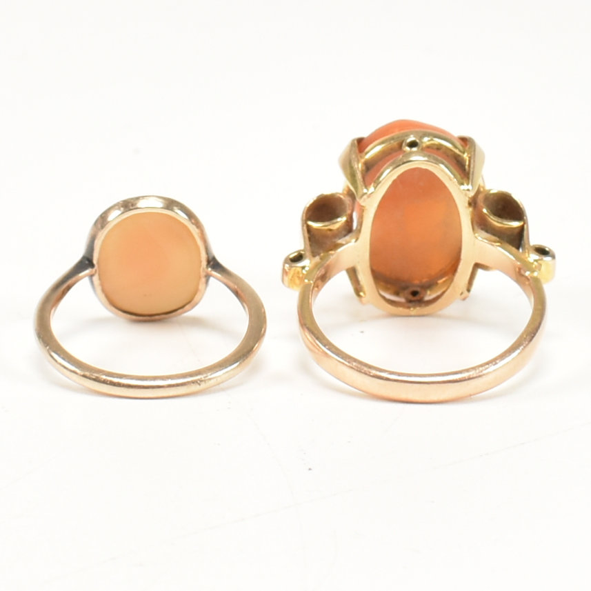 TWO EARLY 20TH CENTURY 9CT GOLD CARVED SHELL CAMEO RINGS - Image 8 of 12