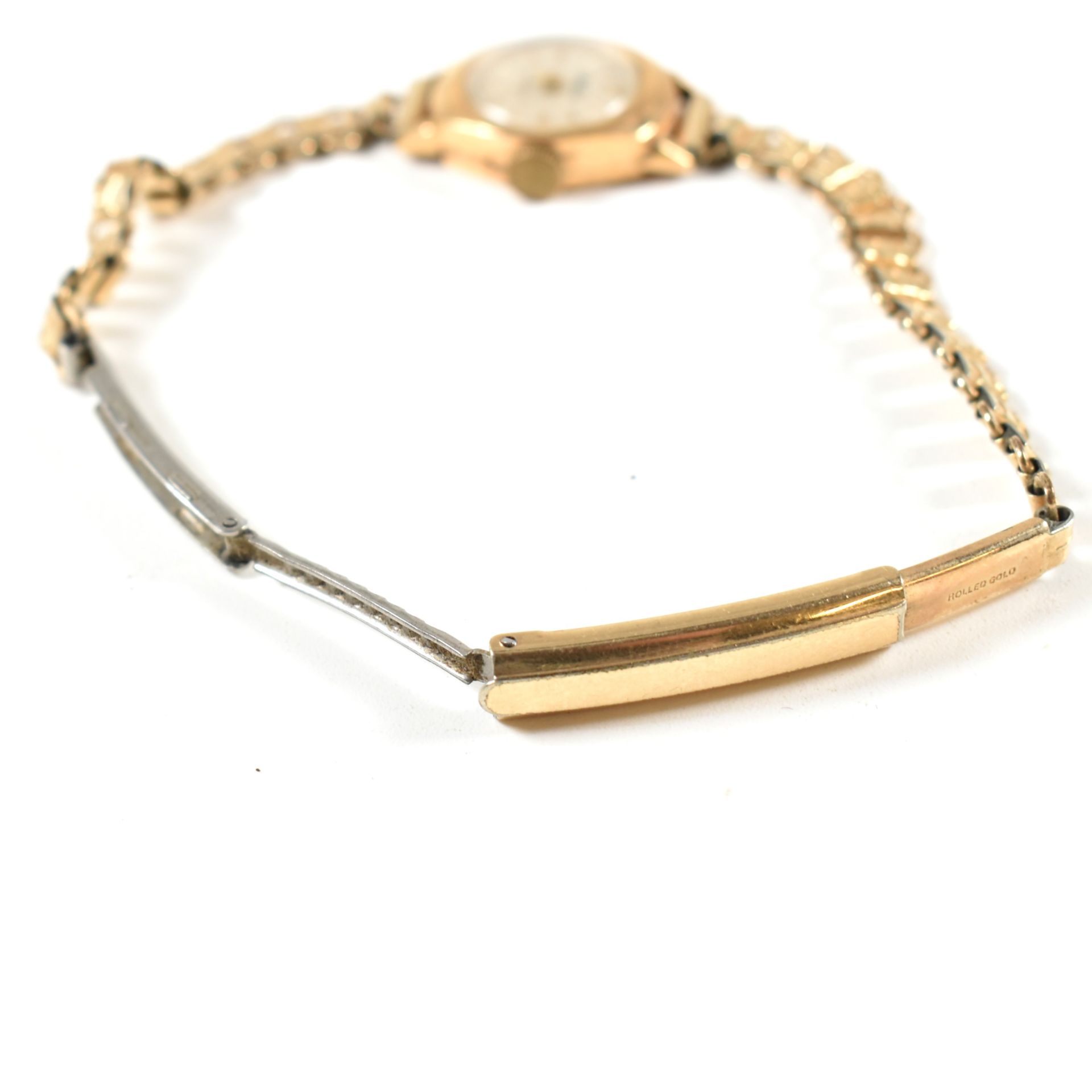 18CT GOLD LADIES WRISTWATCH ON ROLLED GOLD BRACELET STRAP - Image 4 of 5