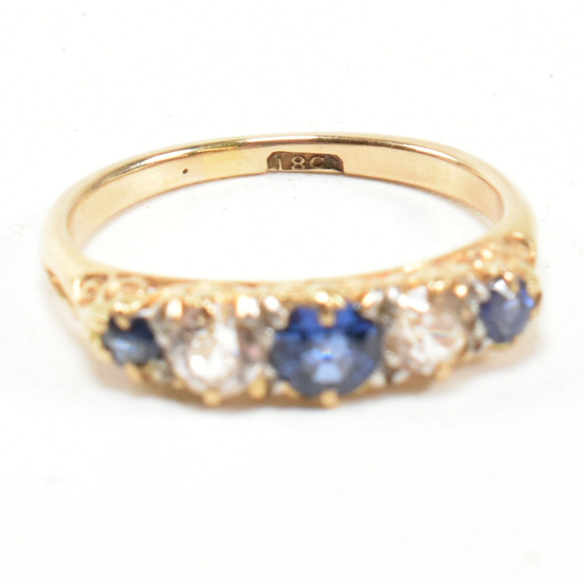 18CT GOLD & SAPPHIRE GYPSY RING - Bild 6 aus 7