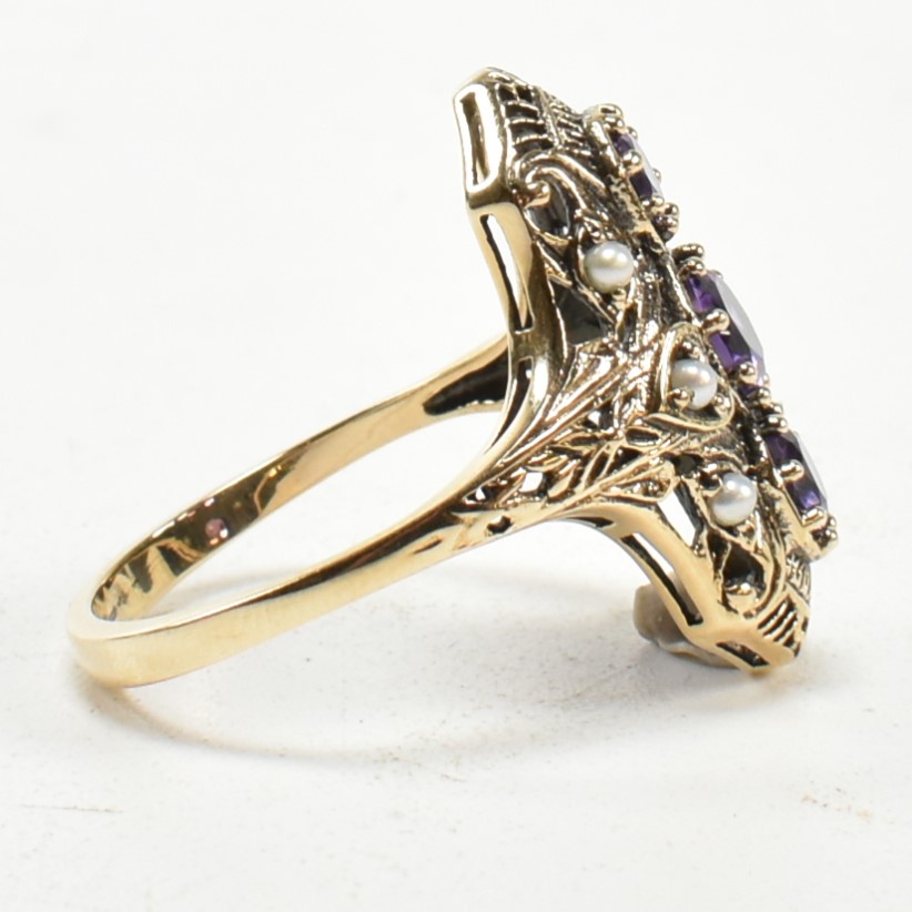 9CT GOLD AMETHYST & PEARL RING - Image 4 of 8