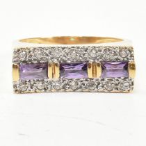 18CT GOLD AMETHYST & DIAMOND RING