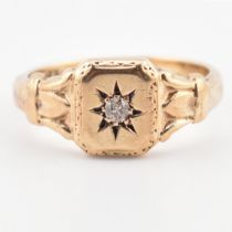 HALLMARKED 9CT GOLD & DIAMOND SIGNET RING