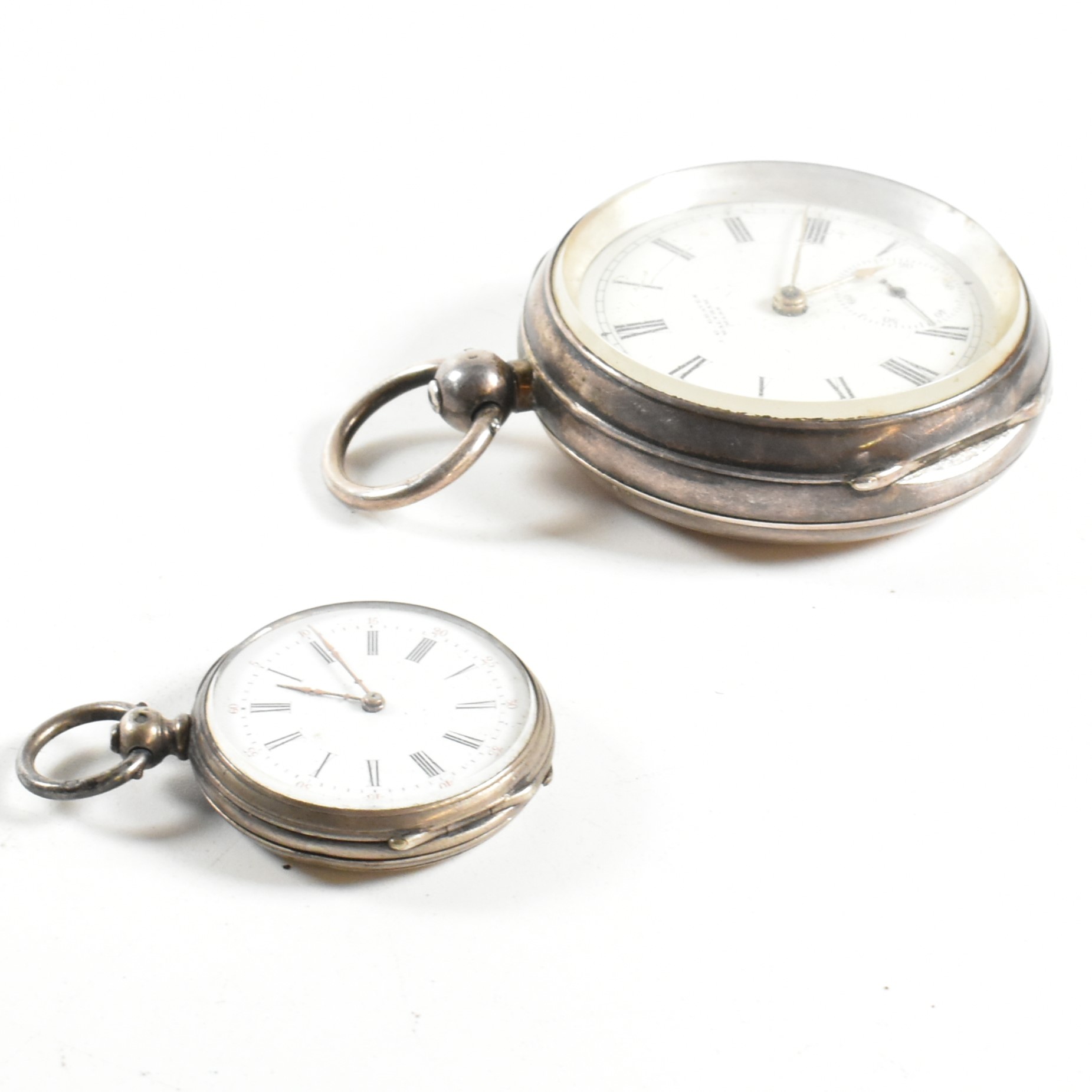 SILVER HALLMARKED POCKET WATCH & A FOB WATCH - Image 5 of 7