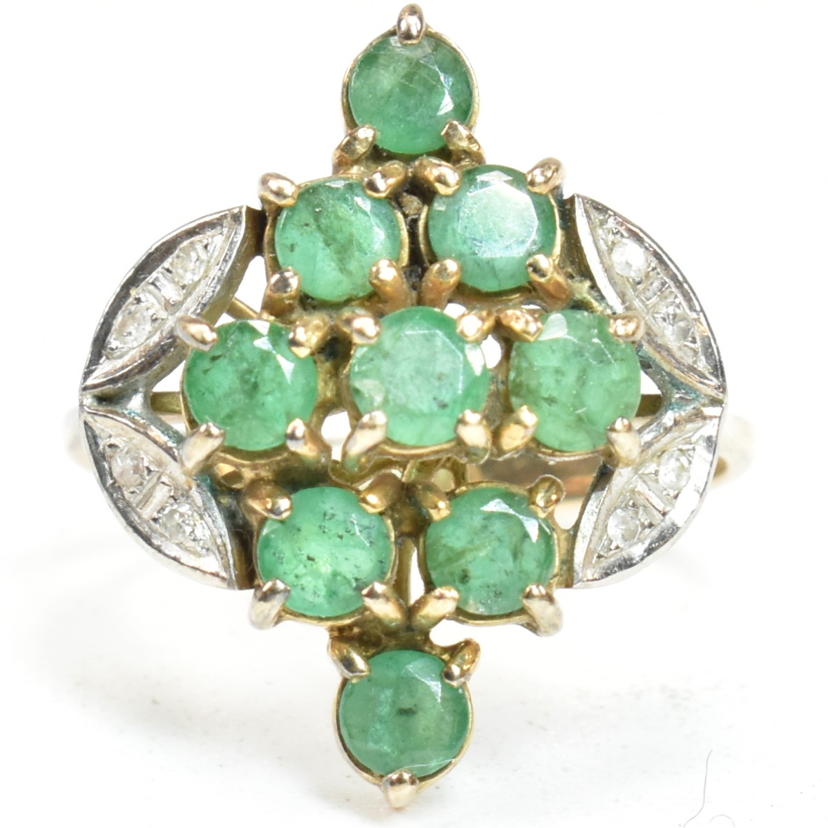 EMERALD & DIAMOND CLUSTER RING