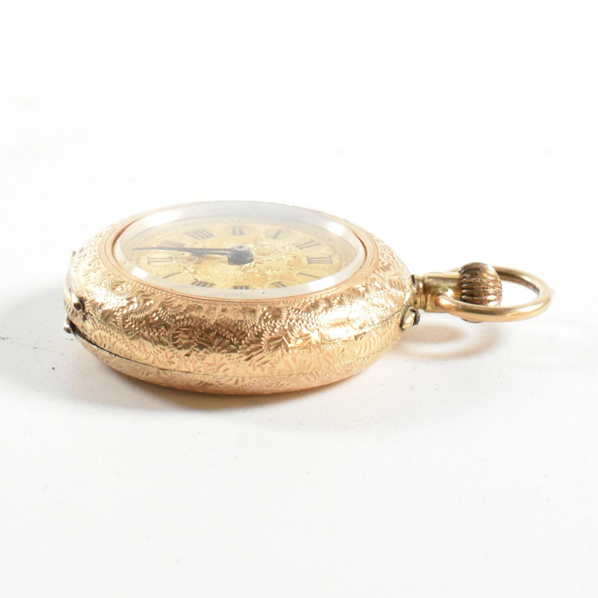 14CT GOLD 19TH CENTURY LADIES FOB POCKET WATCH - Image 3 of 7