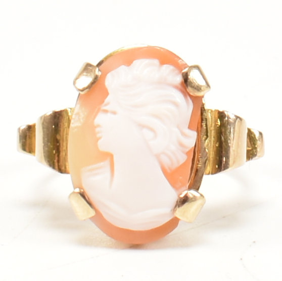 TWO EARLY 20TH CENTURY 9CT GOLD CARVED SHELL CAMEO RINGS - Image 3 of 12