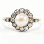 EARLY 20TH CENTURY PEARL & DIAMOND CLUSTER RING
