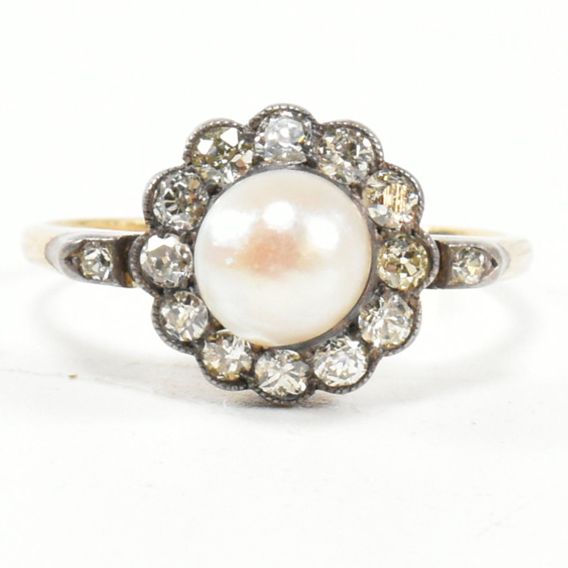 EARLY 20TH CENTURY PEARL & DIAMOND CLUSTER RING