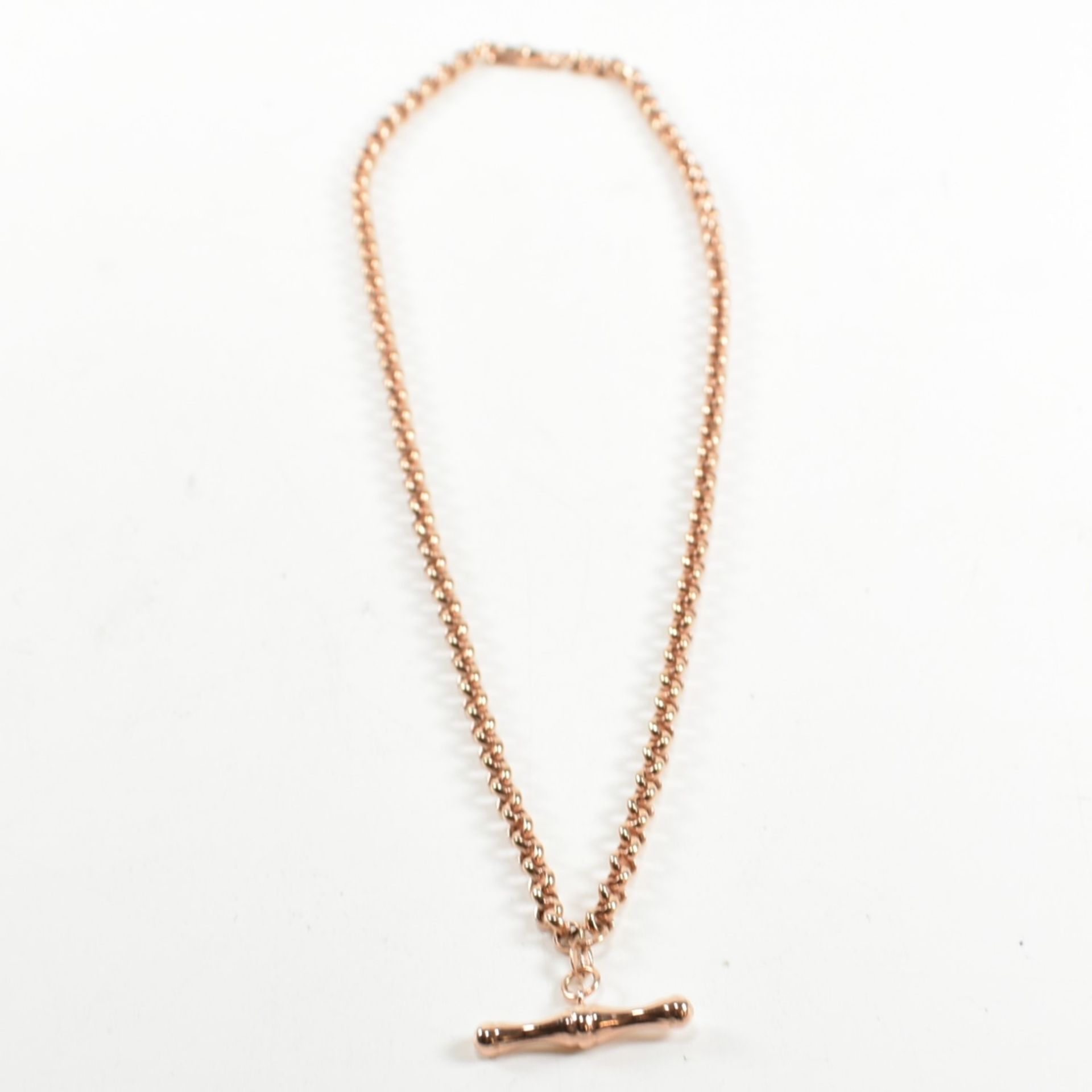 HALLMARKED 9CT ROSE GOLD ALBERT CHAIN WITH T-BAR PENDANT - Bild 3 aus 6