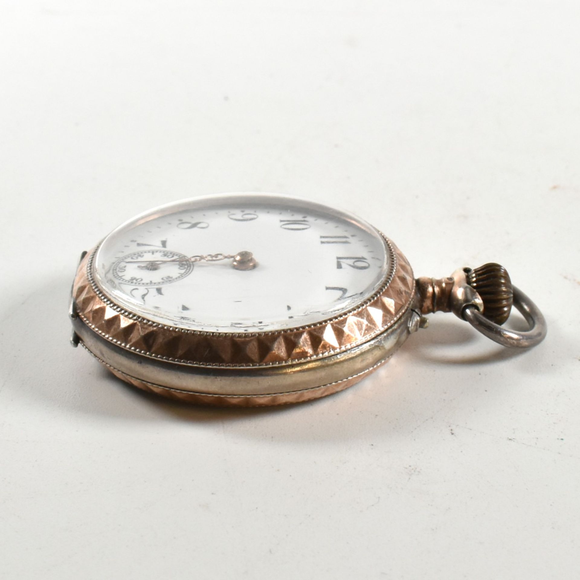SILVER 800 CONTINENTAL OPEN FACED CROWN WIND POCKET WATCH - Image 5 of 8