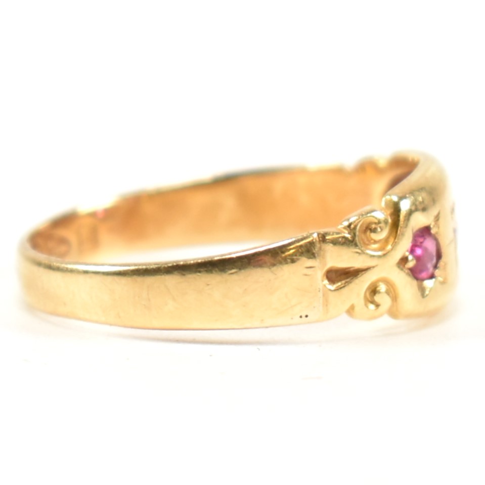 VICTORIAN HALLMARKED 18CT GOLD RUBY & DIAMOND DOME RING - Image 5 of 9