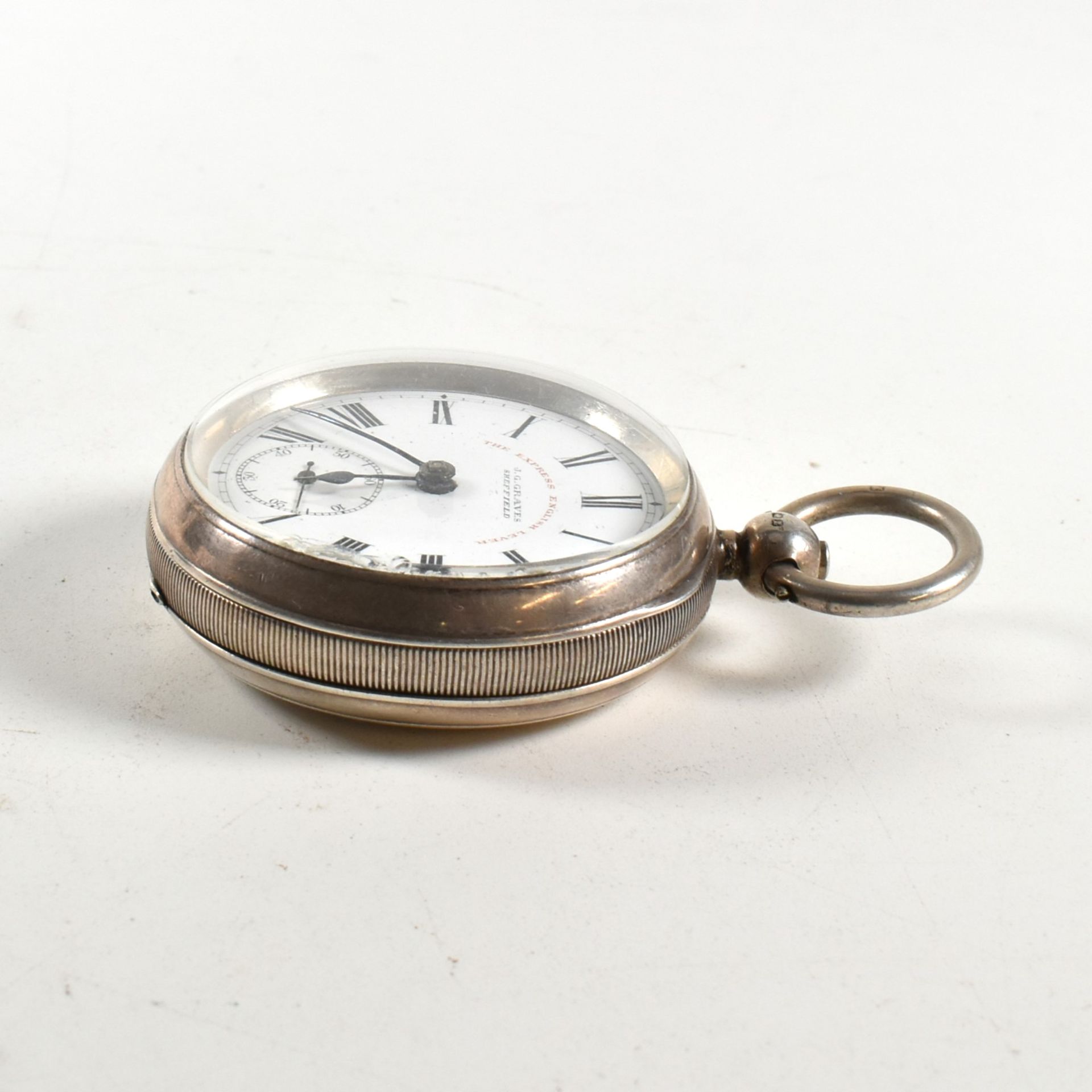 SILVER HALLMARKED JG GRAVES OPEN FACED POCKET WATCH - Image 5 of 8