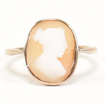 TWO EARLY 20TH CENTURY 9CT GOLD CARVED SHELL CAMEO RINGS - Image 2 of 12