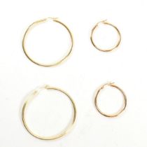 TWO PAIRS OF 9CT GOLD TUBE HOOP EARRINGS