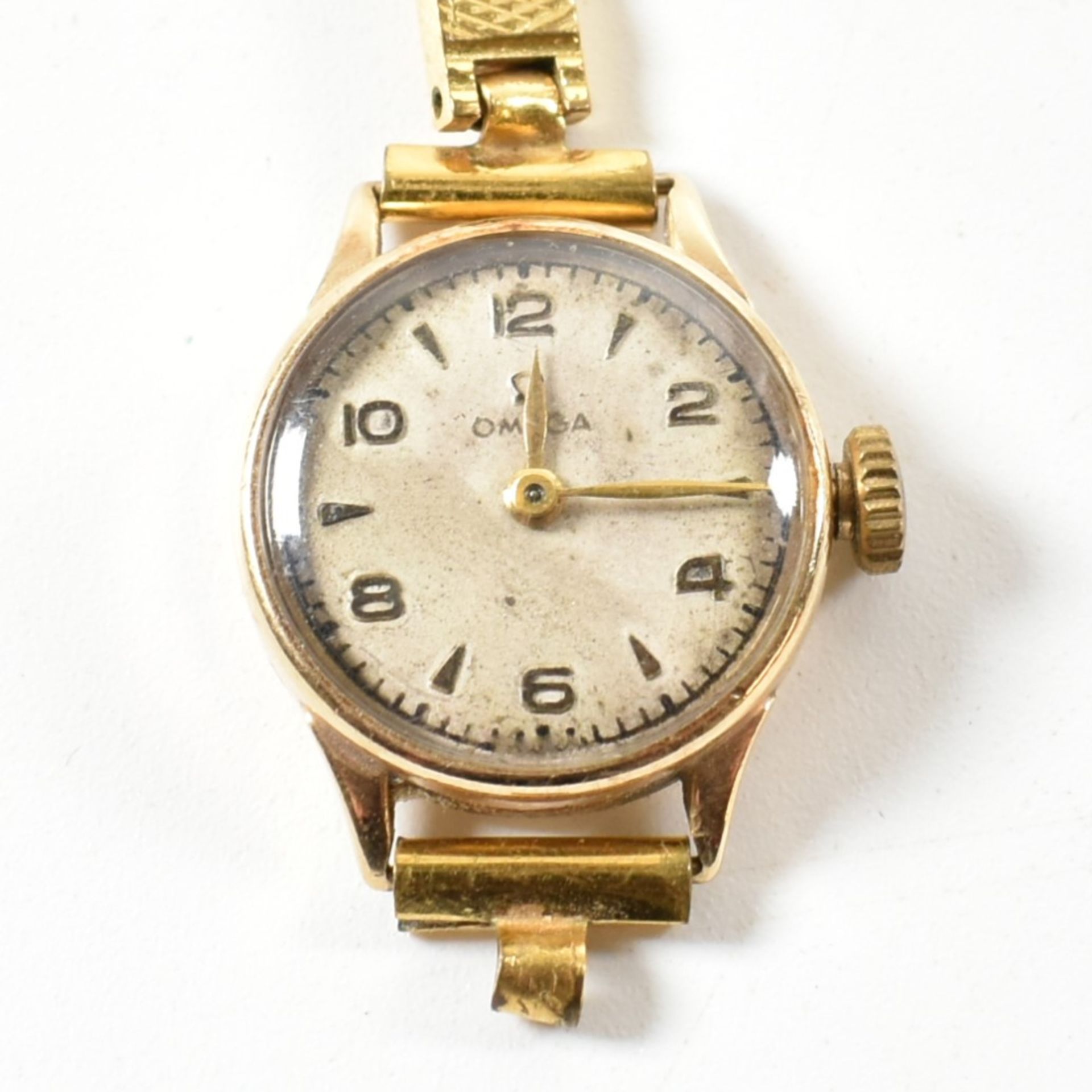 HALLMARKED 9CT GOLD OMEGA WATCH ON GILDED STRAP