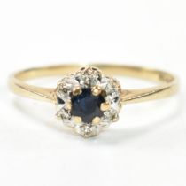 HALLMARKED 9CT GOLD SAPPHIRE & DIAMOND CLUSTER RING