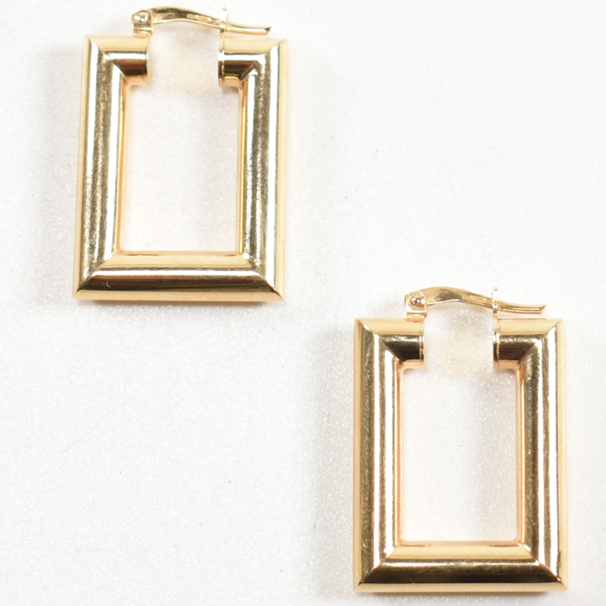 HALLMARKED 9CT GOLD RECTANGULAR HOOP EARRINGS