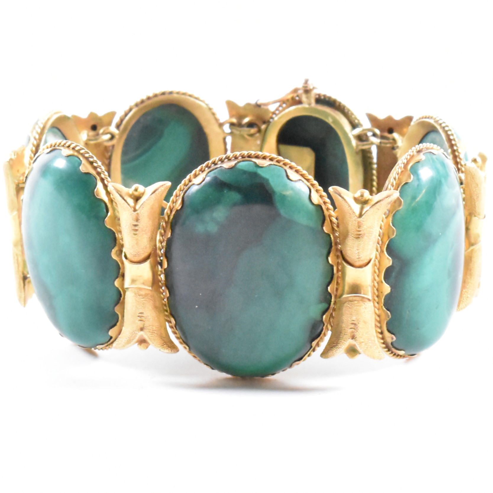 19TH CENTURY GOLD & MALACHITE PANEL BRACELET