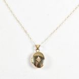 9CT GOLD & WHITE STONE LOCKET PENDANT NECKLACE