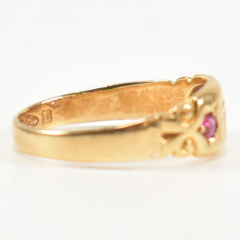 VICTORIAN HALLMARKED 18CT GOLD RUBY & DIAMOND DOME RING - Image 4 of 9