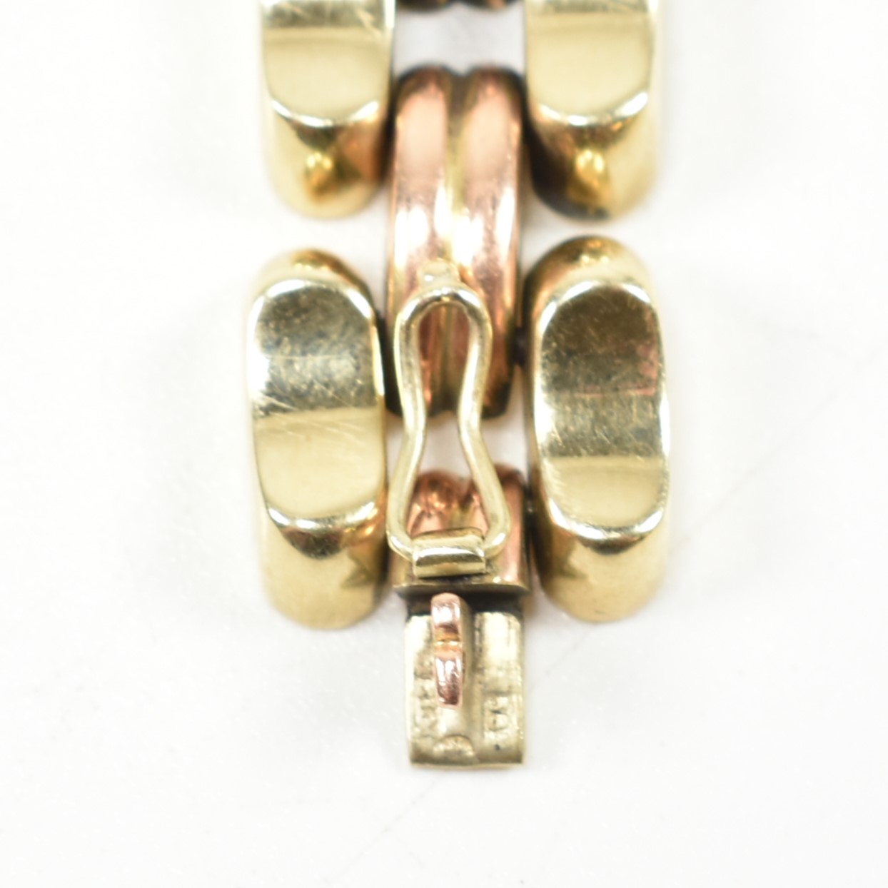 14CT GOLD BI COLOUR GOLD FANCY LINK BRACELET - Image 5 of 7