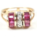 14CT GOLD RUBY & DIAMOND TANK RING