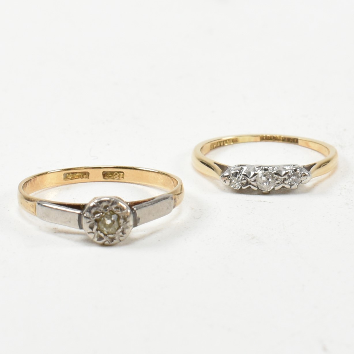 TWO 18CT GOLD & PLATINUM DIAMOND RINGS